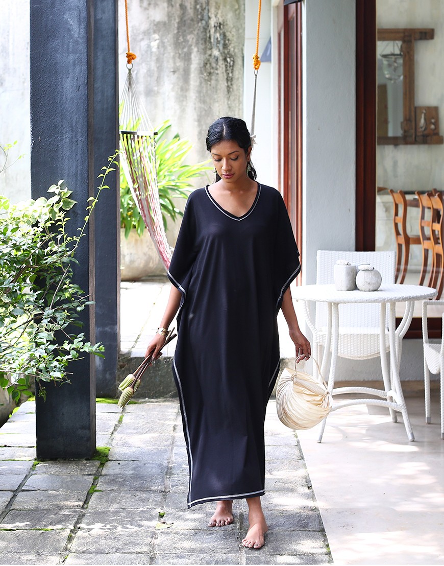 Indiatrendzs Womens Boho Maxi Dress Caftan Comfortable Cotton Cotton Nightgown L Black